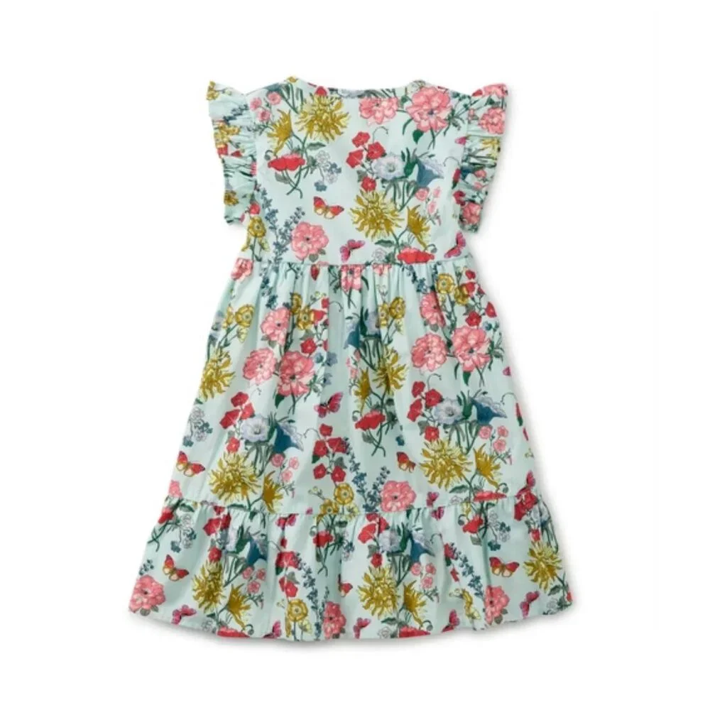Tea Collection Girls Intricate Floral Woven Wrap Dress 5T